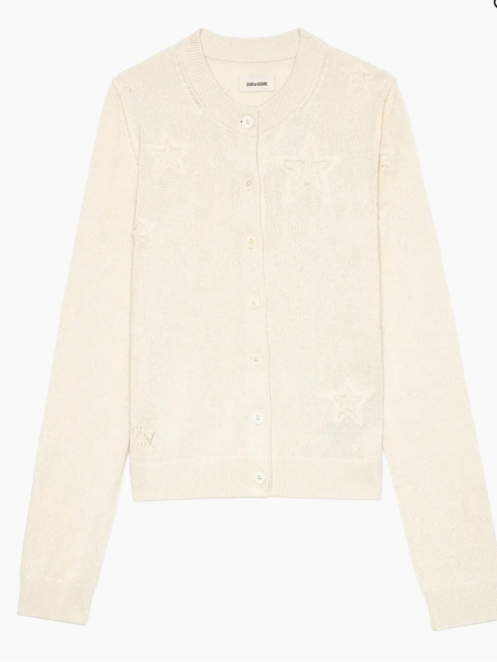 Zadig & Voltarie Alpha Seco Stars Cardigan Cream
